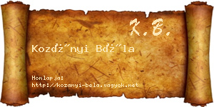 Kozányi Béla névjegykártya