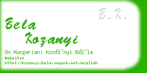 bela kozanyi business card